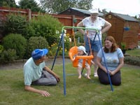 Tom, Mum, Nana, Grandad and a great new toy